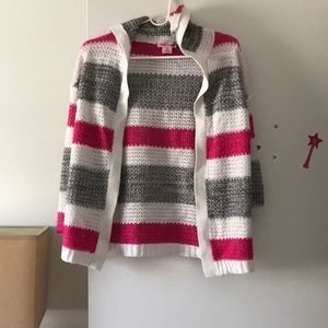 Pink and silver hooded cardigan